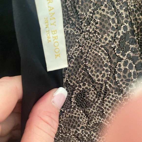 RARE FIND Ramy Brook Dress Moda Foil Snake Lace Lined Bell Sleeves Zipper Back - Picture 7 of 10